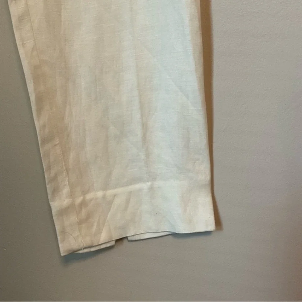 ZOEY Womens White Linen Blend Cropped‎ Pants Size 14